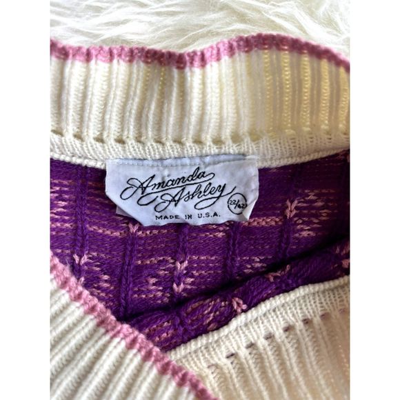 Vintage 80s Amanda Ashley Geometric Pattern Sweater, Size Large 22/42 - Picture 3 of 5